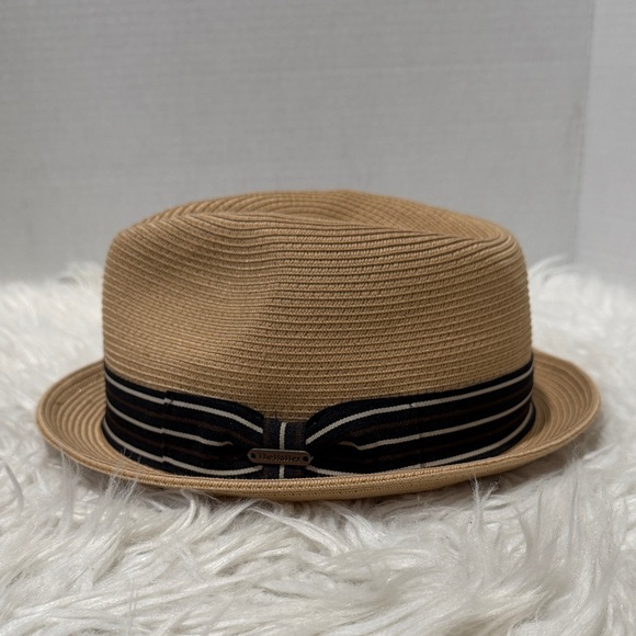 THE HATTER Tan Fedora with Black Striped Band - Picture 2 of 9